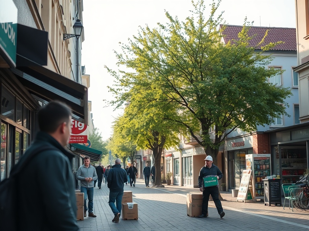 Ilustracja przedstawiająca pociąg PKP Intercity oraz budynek nowoczesnego centrum serwisowego, symbolizująca nowe miejsca pracy w Przemyślu.